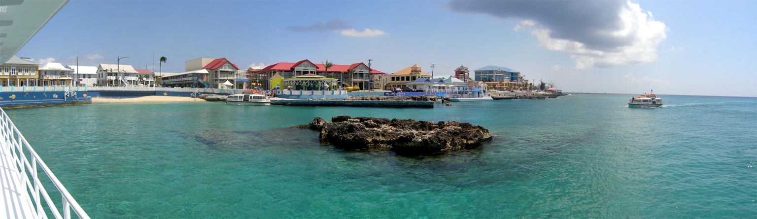 Coastline panorama at sunset.
